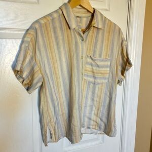 Simons Women’s Pastel Striped Linen Blend Casual Shirt – Size Medium